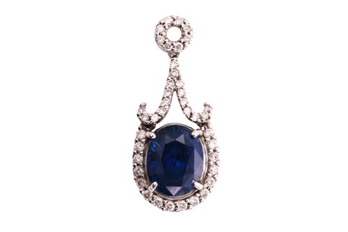 Lot 3 - A sapphire and diamond pendant, consisting of...