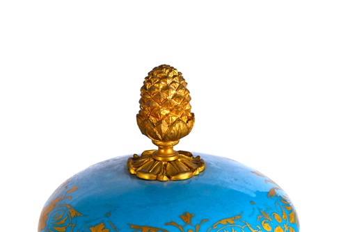 Lot 494 - A large pair of Sevres ormolu mounted pedestal...
