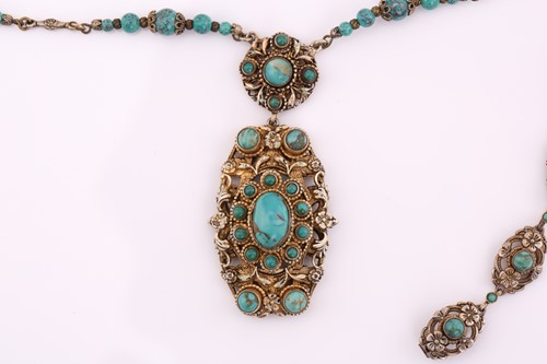 Lot 8 - A suite of turquoise necklace, bracelet and a...