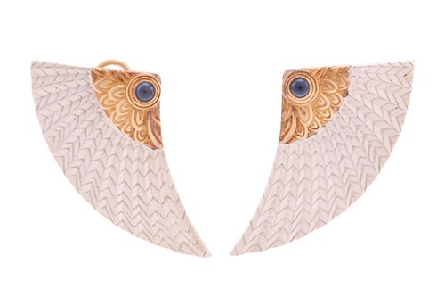 Lot 230 - A pair of Erté 'Nile' earrings, each comprises...