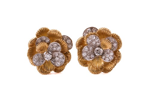 Lot 45 - A pair of Kutchinsky platinum and 18ct yellow...