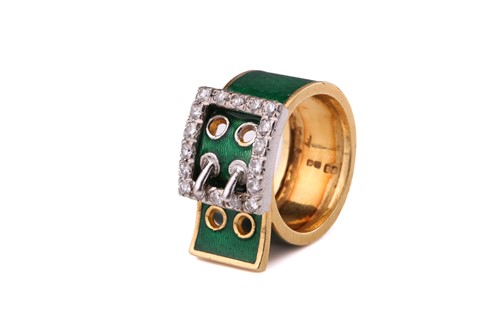 Lot 48 - A Kutchinsky enamel and diamond-set belt...