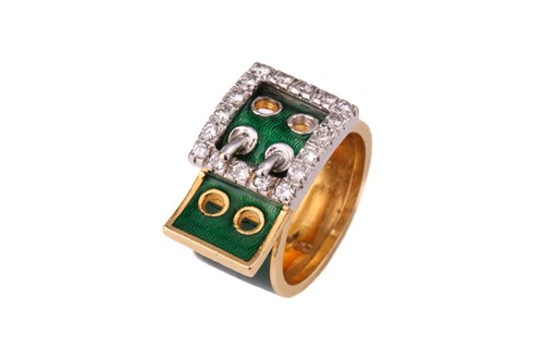 Lot 48 - A Kutchinsky enamel and diamond-set belt...