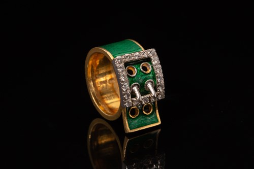 Lot 48 - A Kutchinsky enamel and diamond-set belt...