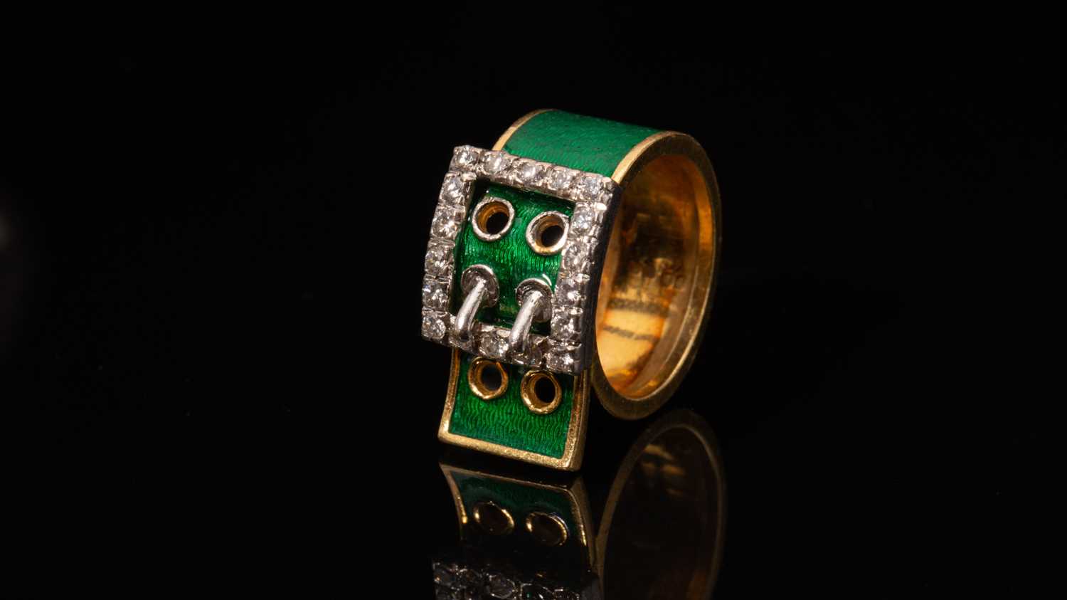 Lot 48 - A Kutchinsky enamel and diamond-set belt...