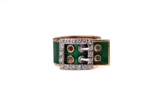 Lot 48 - A Kutchinsky enamel and diamond-set belt...