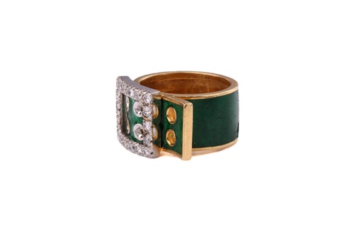 Lot 48 - A Kutchinsky enamel and diamond-set belt...