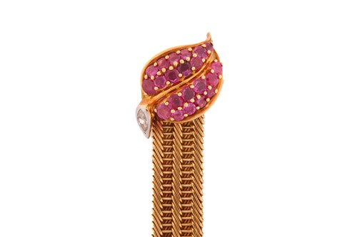 Lot 50 - A Kutchinsky ruby and diamond slide bracelet,...