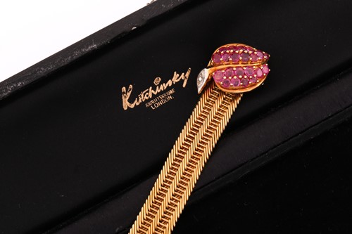 Lot 50 - A Kutchinsky ruby and diamond slide bracelet,...