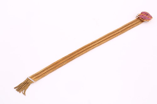 Lot 50 - A Kutchinsky ruby and diamond slide bracelet,...