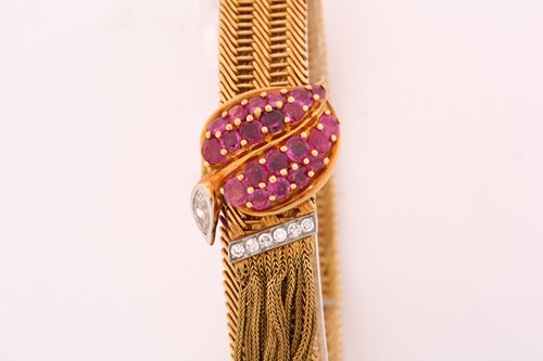 Lot 50 - A Kutchinsky ruby and diamond slide bracelet,...