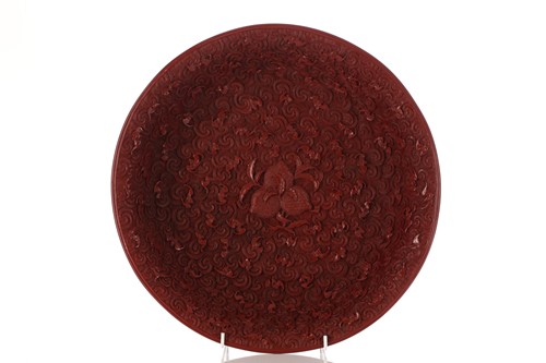 Lot 80 - A Chinese cinnabar lacquer dished bowl, 20th...