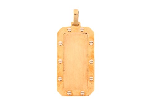 Lot 150 - A blank dog tag in bi-coloured precious metal,...