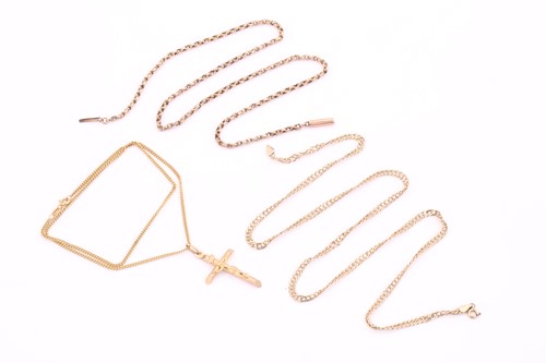 Lot 208 - A lot consists of a 9ct gold cross necklace...