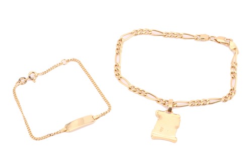 Lot 197 - Two bracelets in yellow precious metal, one...