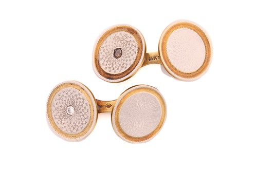 Lot 125 - A pair of American bi-coloured cufflinks, each...