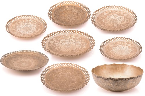 Lot 487 - A large Persian (Isfahan) silver circular...