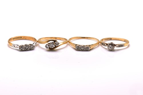 Lot 158 - Three diamond trilogy rings and a diamond...