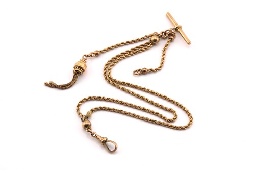 Lot 114 - A 9ct gold Albert pocket watch chain,...