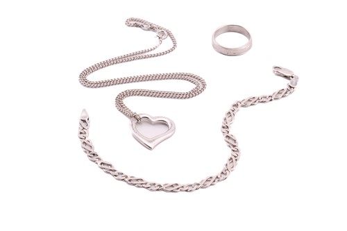 Lot 57 - A small collection of 9ct white gold items, to...