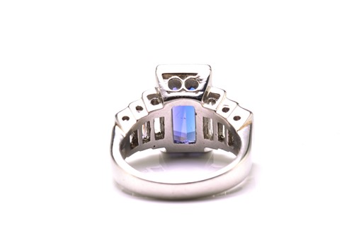 Lot 75 - An Art Deco-style platinum tanzanite and...