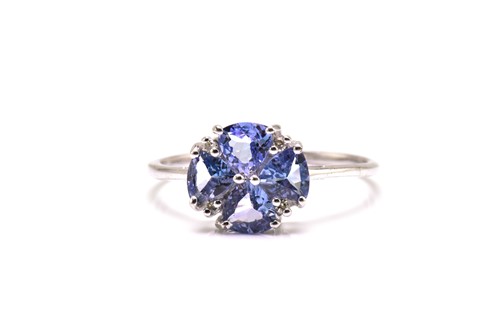 Lot 243 - A 9ct white gold, diamond, and tanzanite...