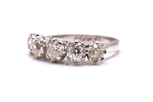 Lot 86 - A five-stone Edwardian-style diamond dress...