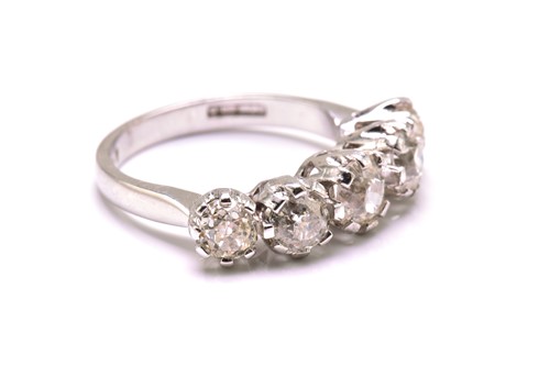Lot 86 - A five-stone Edwardian-style diamond dress...