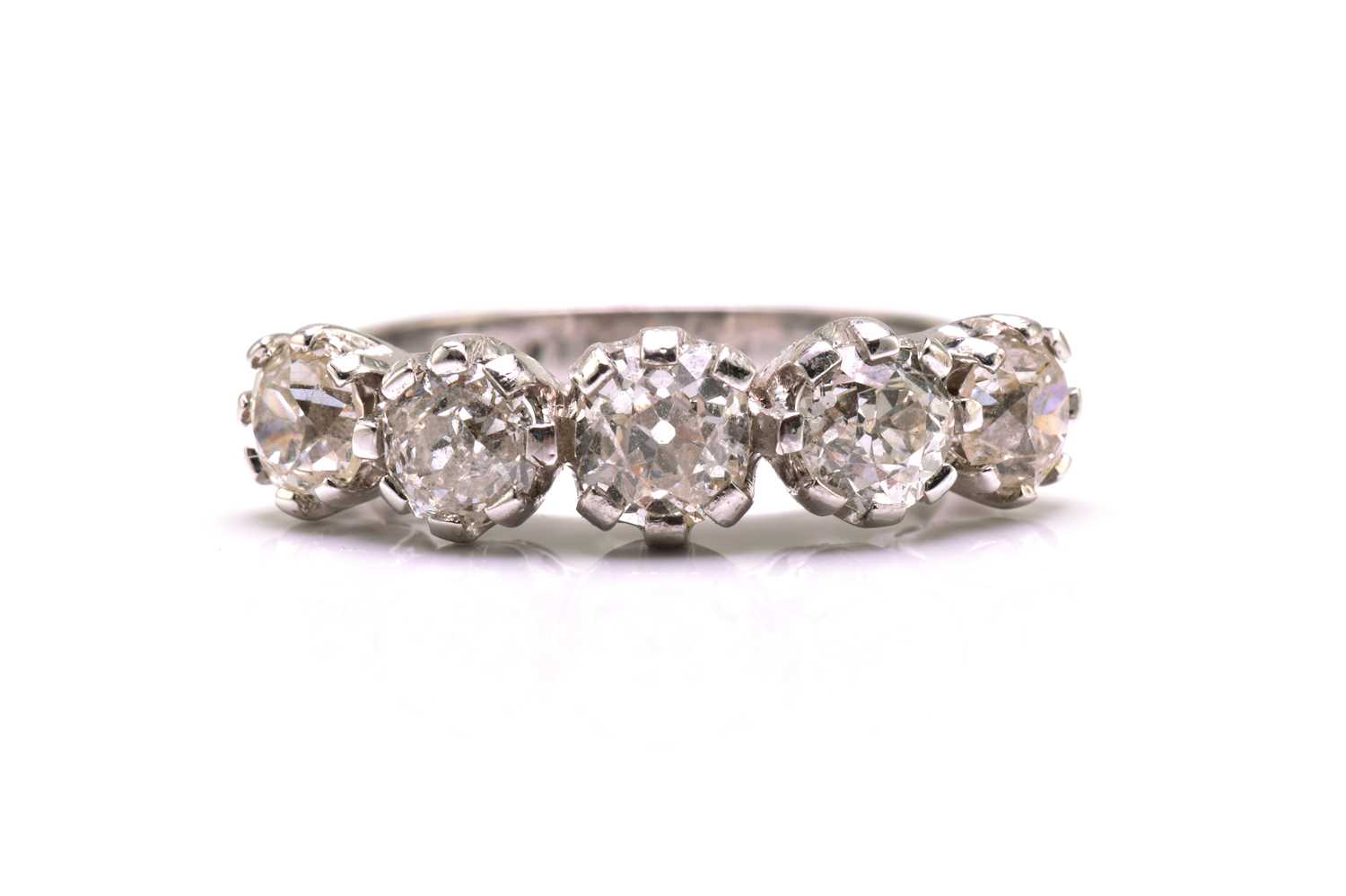 Lot 86 - A five-stone Edwardian-style diamond dress...
