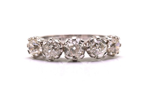 Lot 86 - A five-stone Edwardian-style diamond dress...