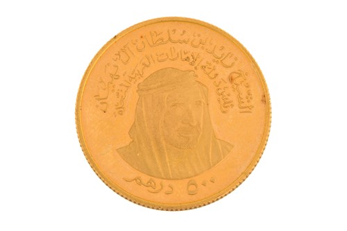 Lot 358 - A 1976 UAE 5th National Day 500 dirham 22ct...