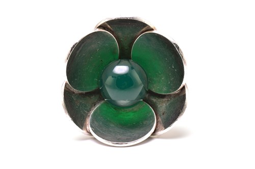 Lot 62 - Georg Jensen - a silver flower ring with...