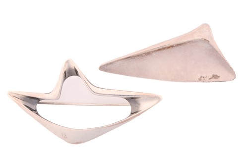 Lot 318 - Georg Jensen - Two abstract brooches, to...