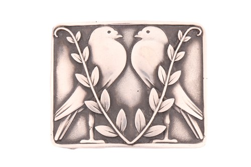 Lot 312 - Georg Jensen - a silver belt buckle, depicting...
