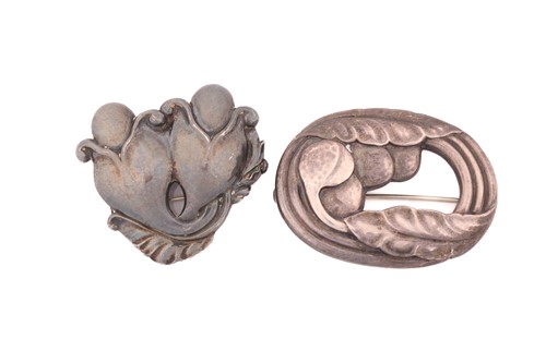 Lot 335 - Georg Jensen - Two silver brooches, to include...