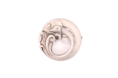 Lot 332 - Georg Jensen - A circular fish brooch,...