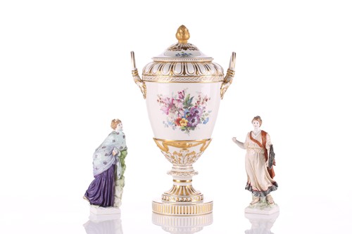 Lot 352 - A KPM twin-handled vase and cover, with...