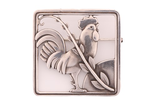 Lot 342 - Georg Jensen - A cockerel brooch, depicting a...