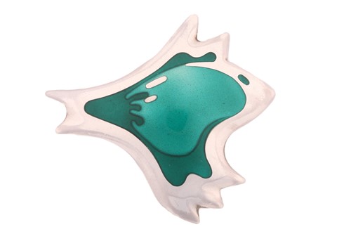 Lot 346 - Georg Jensen - an enamel brooch, with teal...