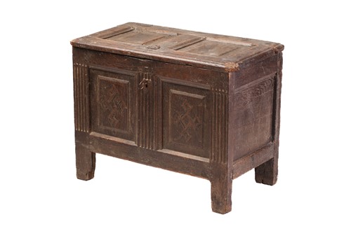 Lot 275 - A late 17th-century two-panel oak coffer with...