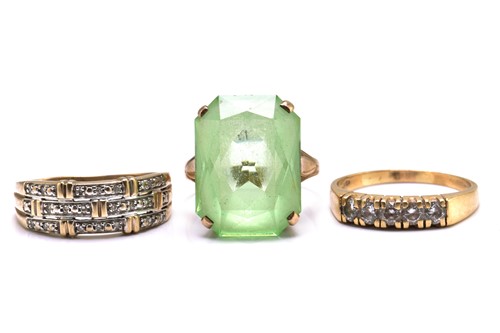 Lot 248 - A lot with three gem-set rings, to include a...