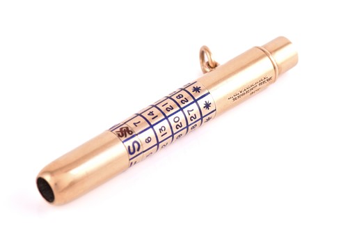 Lot 281 - A J.C Vickery 9ct gold calendar pencil, with a...