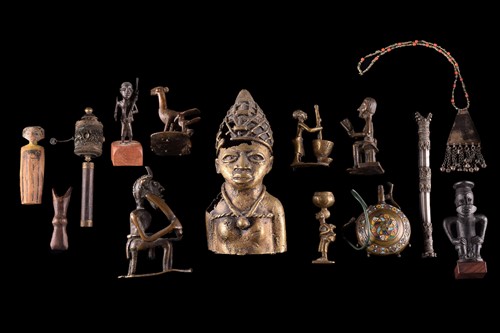 Lot 243 - A standing brass male figure, Cameroon,...