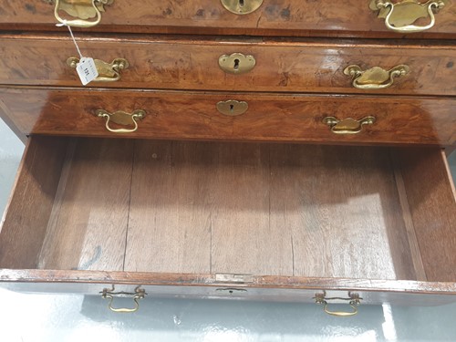 Lot 131 - A George I walnut bureau bookcase the upper...