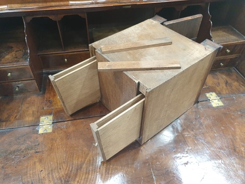 Lot 131 - A George I walnut bureau bookcase the upper...