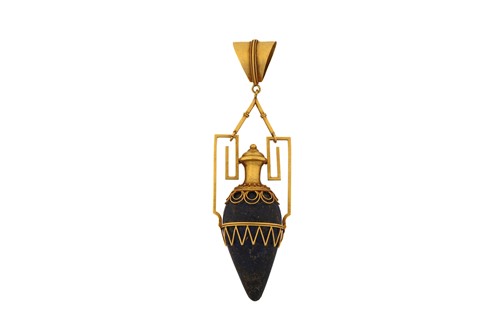 Lot 176 - An Etruscan style amphora pendant with lapis...