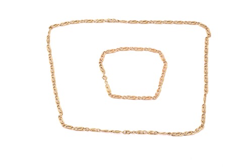 Lot 62 - A fancy link chain necklace and matching...