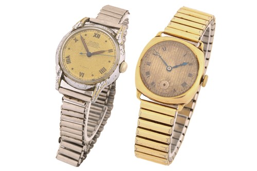Lot 432 - An Atlantic wristwatch and a 9ct cushion shape...