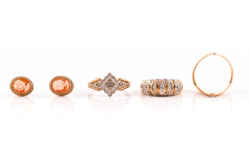 Lot 229 - A pair of 9ct gold cameo earrings and three...