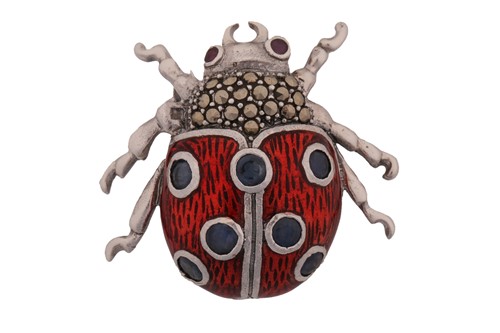 Lot 172 - A contemporary white metal and cold enamel...